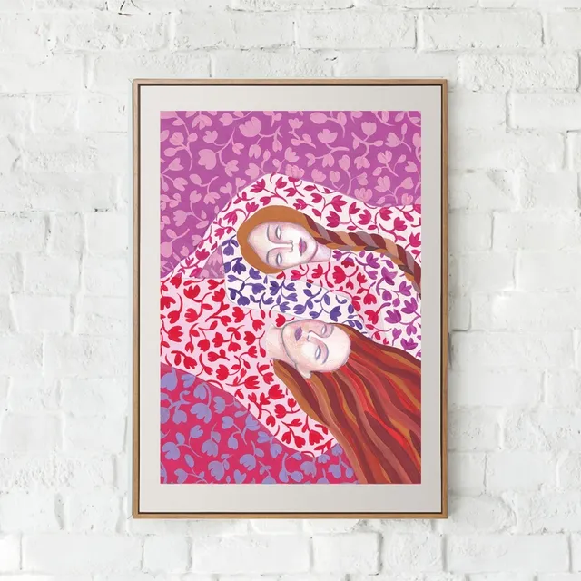 girls pink background digital art print 💖