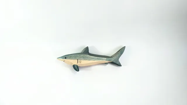 Wooden toy, shark. Handmade, woodcarving, painting.