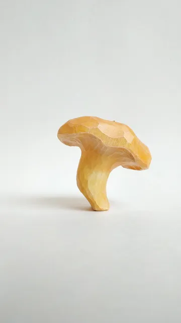 Wooden toy, pendant. Chanterelle mushroom.