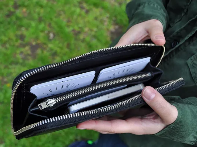 Handcrafted Genuine Leather Wallet

With a high quality YKK zipper and organized compartments, this wallet can safely hold all of your cards and money.

You can use this wallet with iphone 6, iphone 6+ and other similar size smart phones. 
10 credit card slots, 2 bill slots, 2 passport or other documents slots and a zip compartment for change. Soft and light.

It's exclusive unisex design makes it a perfect gift for him and her.

Measurements: 
Wide: 11.5 cm / 4.52"

Length: 21.5 cm / 8.46"

Color: Black

#svernuthandmade #leatherwallet #leathercase #leatherclutch #leatherpouch #leatherpurse #wallet #wallets #walletbag #walletmen #walletcase #wallett #walletforsale #walletleather #walletshop #walletformen #walletforsale #vintagewallet #vintagewallets #leathers #leatherworks #leatherlove #leatheraccessories #leatherart #leatherworkshop