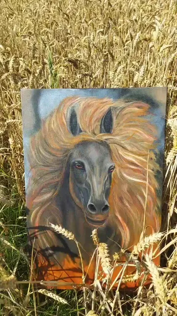 Oil painting "Fire Horse", about 16*24 inches (40*60 cm)