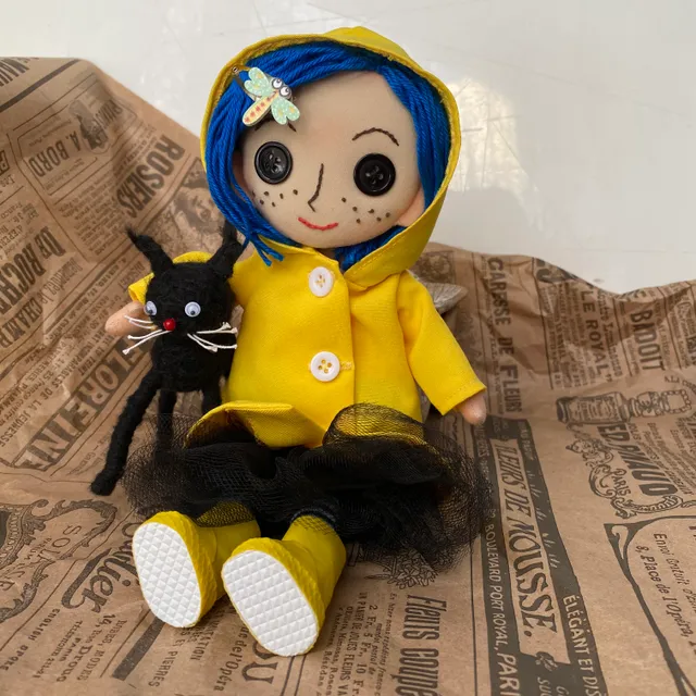 Coraline doll . Cloth doll .