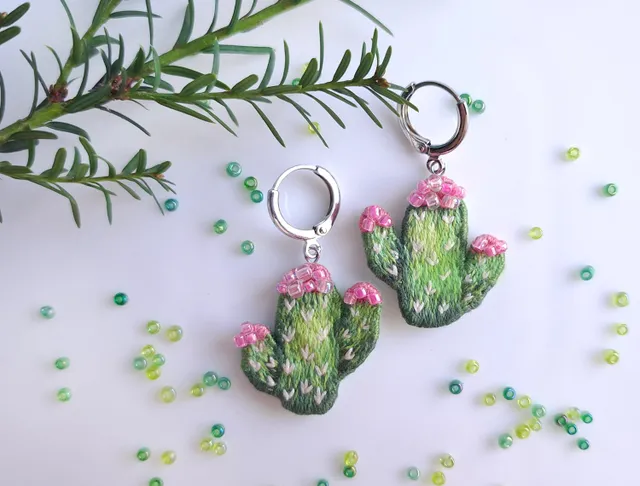 Cactus earrings. Whimsical jewelry.