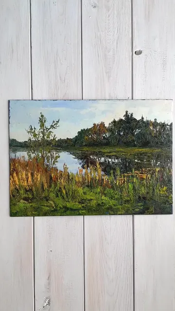Forest Pond Painting 8,5x12" ORIGINAL ART Summer Landscape Hand Painted
#marinachuchkoart