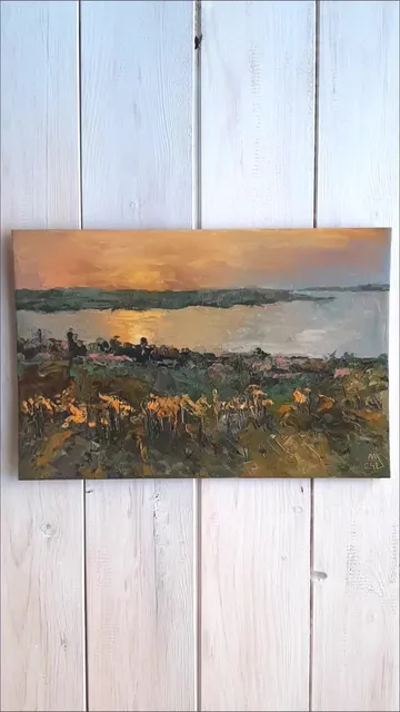 Yellow Sunset Artwork 8x12” River Painting Hand Painted Art
#marinachuchkoart