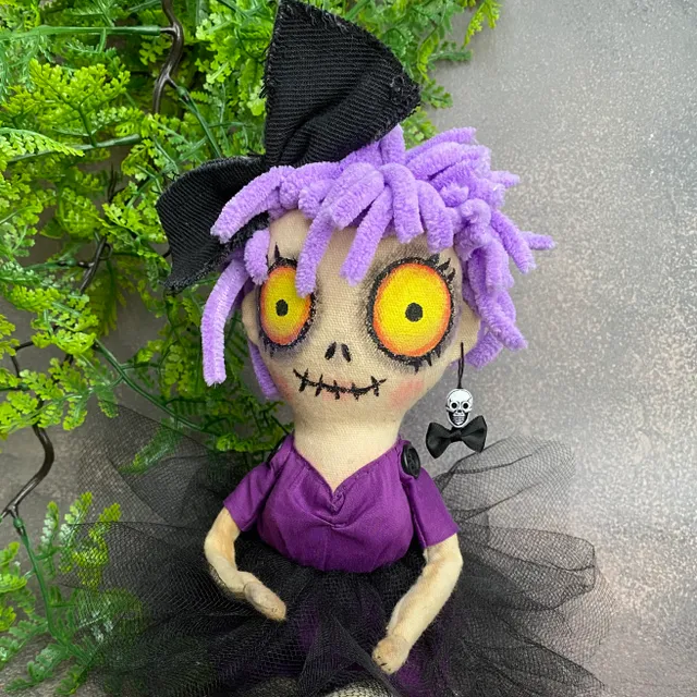 CREEPY CUTE DOLL . HALLOWEEN MANTEL DECOR