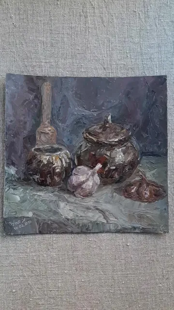 Garlic Painting 8,7x9,1" ORIGINAL ART Kitchen Hand Painted Artwork
#marinachuchkoart