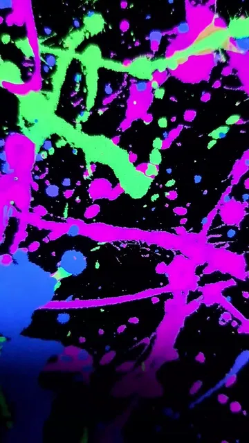 "Night Berlin" neon splash oil painting on canvas, fluorescent art abstract art original black light painting