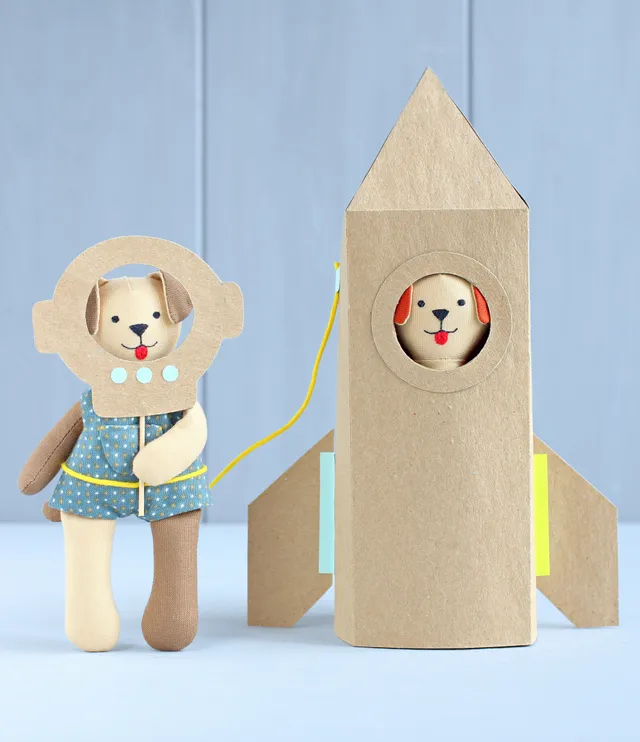 What will these tiny dogs do today? Maybe they'll go on a space trip? It's so much fun to play with them! And you can sew these cute stuffed animals yourself using my easy to follow sewing pattern!