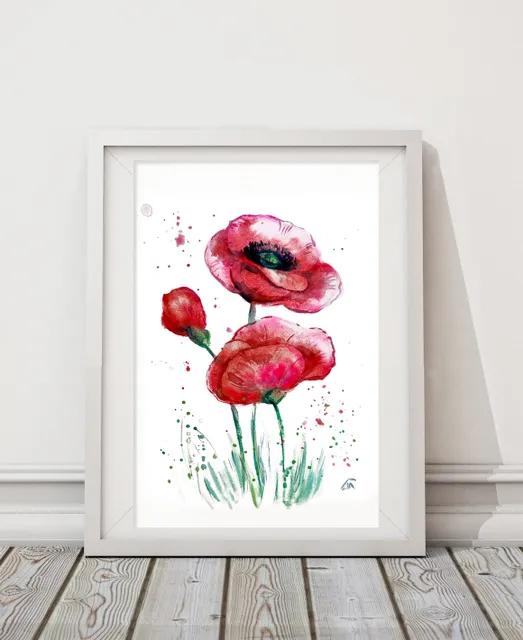 New Art
Poppies Watercolor Printable Files Digital Download Jpeg Art Wall Print