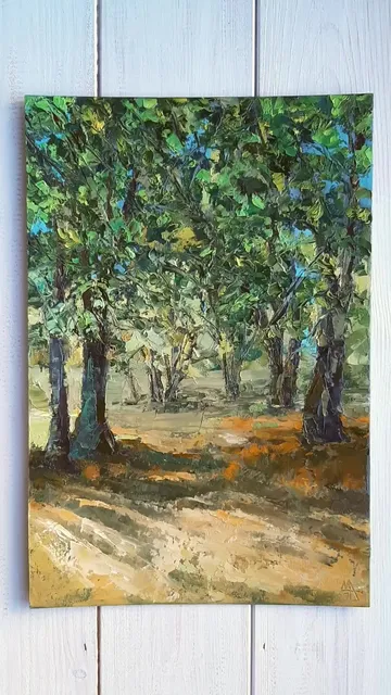 Sunlit Park Painting 12x8” ORIGINAL ART Trees Landscape Hand Painted
#marinachuchkoart