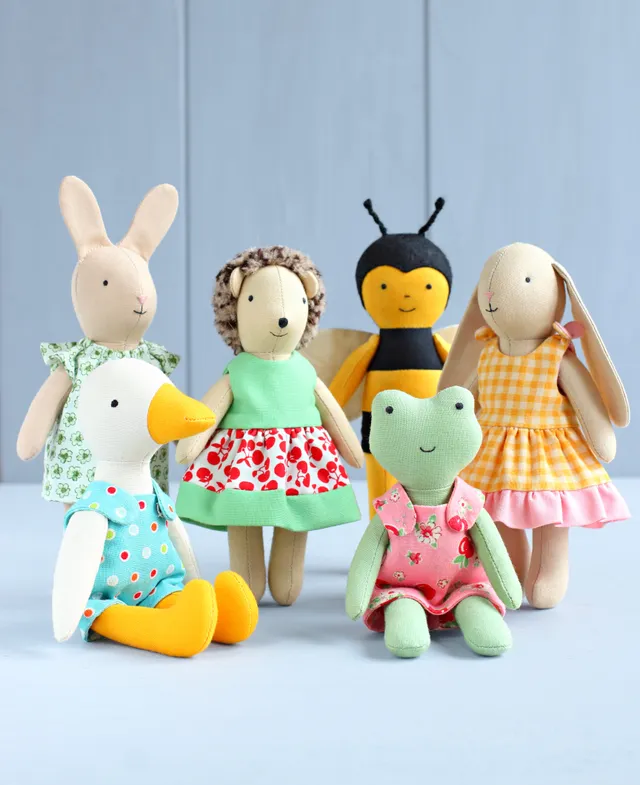 Choose one of the softies from my Farm Animals collection: a bee, a frog, a bunny, a hedgehog, or a duck. Or sew them all! These stuffed animals are so cute and tiny, they will fit in the palm of your hand. All the sewing patterns are easy to follow and beginner friendly, with lots of doll making tips and tricks. You will enjoy the sewing process and your little one will love their new pocket-sized plush toy!
