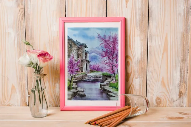 There is a certain trend.

If Japan is depicted in the picture, then there is certainly a blooming sakura 🌸🌸🌸

Of course, It blooms for a limited time.  Actually  like any trees that tend to bloom - about two weeks.

But I like to splash pink on paper with my soul, so that later I can give these spots the shape of a tree crown.
Gentle and unusual.

After all  without these pink colors any Japanese landscape will turn into an ordinary one? 😉

Art Café