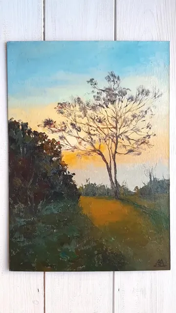Young Tree Painting 12x8,5” Park Landscape Hand Painted Art
#marinachuchkoart