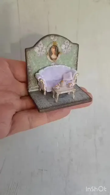 My miniature dollhouse rooms will be a wonderful gift for collectors or miniature lovers. I create dollhouses on a scale of 1/144, 1/48, 1/24.
Houses can be either illuminated or unlit.  The purchased house can be packed in a particularly beautiful package that will help make the gift even better.