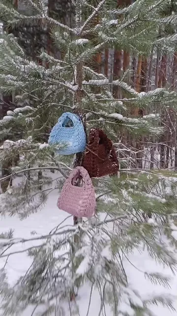 We are unique crocheted handbags....We are not afraid of snow and rain.