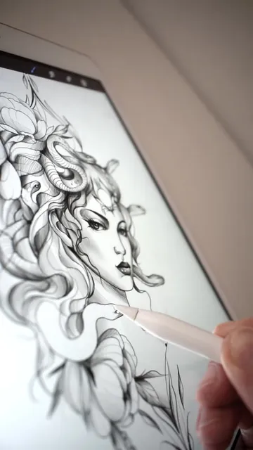 Medusa tattoo design stencil