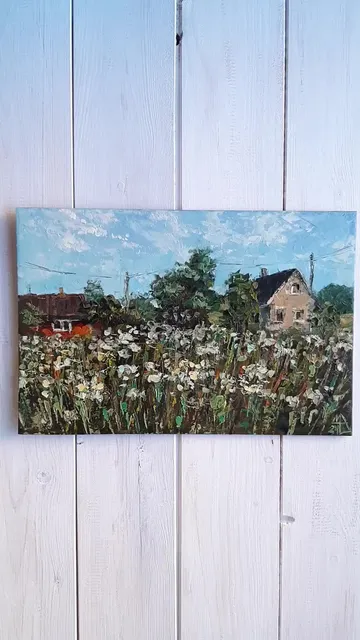 Sunlit Houses Village Painting 8x12” Original Art Summer Landscape Hand Painted
#marinachuchkoart