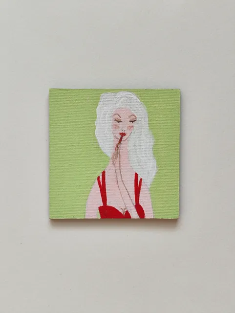 New miniature painting Woman in red❤️Magnet