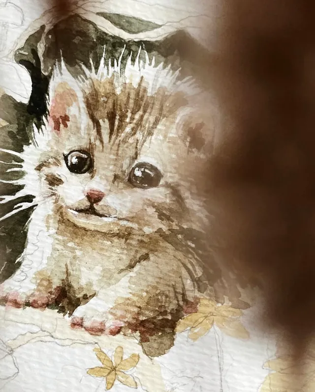 I was going through my old works and find this little one. A kitten that grew its own needles, or a hedgehog cat It’s still a sketch. But the little kitten deserves to become the hero of a great art, a great history about himself.
