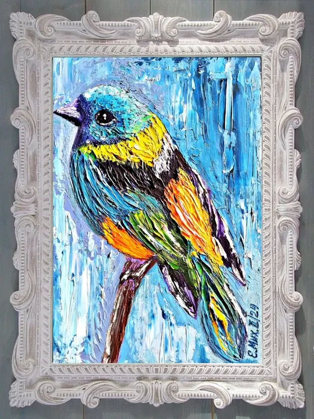 Oil painting "Blue Bird" 15x20 cm. (5,906 на 7,87 inches), impasto 3D 🔗👇

https://seller.ballwool.com/products/55536