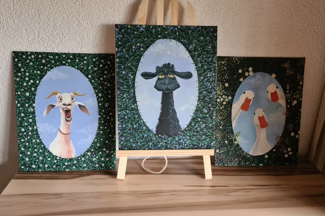 ✨ New Painting Series – “Reflections” ✨

I’m excited to share my new series of oil paintings called “Reflections.”
Each painting captures the moment an animal meets its own reflection for the first time — a quiet metaphor about self-discovery and the magic of seeing oneself through nature’s eyes.

🐐 Reflection of a Cheerful Goat – the joy of recognition.
🐑 Reflection of a Calm Sheep – peace and acceptance.
 🪿 Reflection of Geese – calm, curious, and quietly aware. They gaze into the mirror as if seeing something more than their own image — perhaps a glimpse of their story within.

Painted in oil on canvas board, this series is filled with warmth, light, and gentle poetry.
Every piece is a glimpse into the soul — of nature and of ourselves.

🖼 Size: 24x30 cm
🎨 Medium: oil on canvas board
💌 Available for purchase.
#OilPainting #OriginalArt #HandmadeArt #ArtSeries #ReflectionsSeries #ContemporaryArt #FineArt #ArtCollector #ArtForSale #NatureArt #AnimalArt #FarmAnimalArt #ModernArt #ArtGallery #ArtLovers #ArtistOnInstagram #OilOnCanvas #MiniPainting #CanvasArt #OriginalArtwork #HomeDecor #WallArt #GiftIdea #ArtGift #UniqueArt #CreativeArt #GoatArt #SheepArt #GooseArt #NatureInspired #art #oil #natur