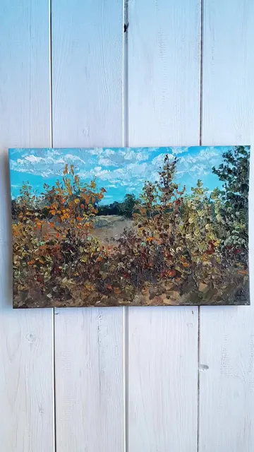 Golden Forest Painting 8x12" ORIGINAL ART Fall Landscape Hand Painted
#marinachuchkoart