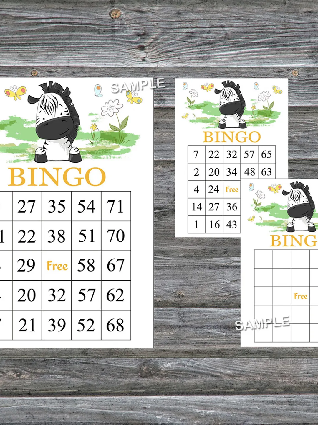 Zebra bingo cards,Zebra bingo game,Zebra printable bingo cards,60 Bingo Cards,INSTANT DOWNLOAD--323