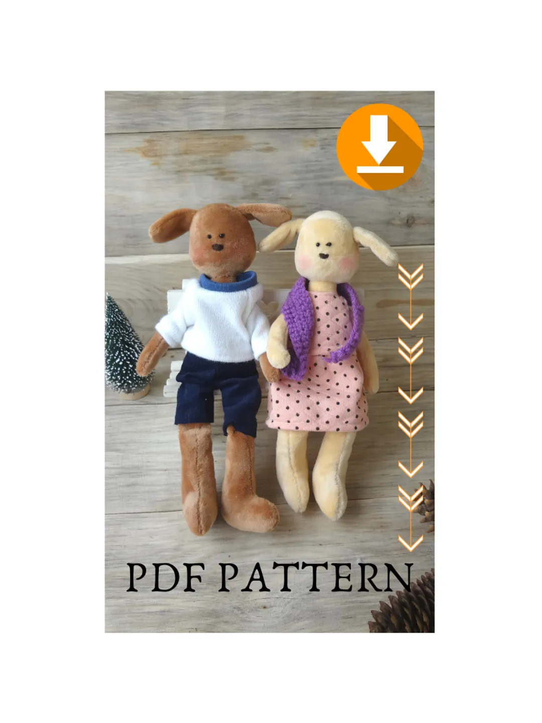 Stuffed animal pattern  - stuffed bunny pattern - soft toy sewing pattern - Christmas gift idea