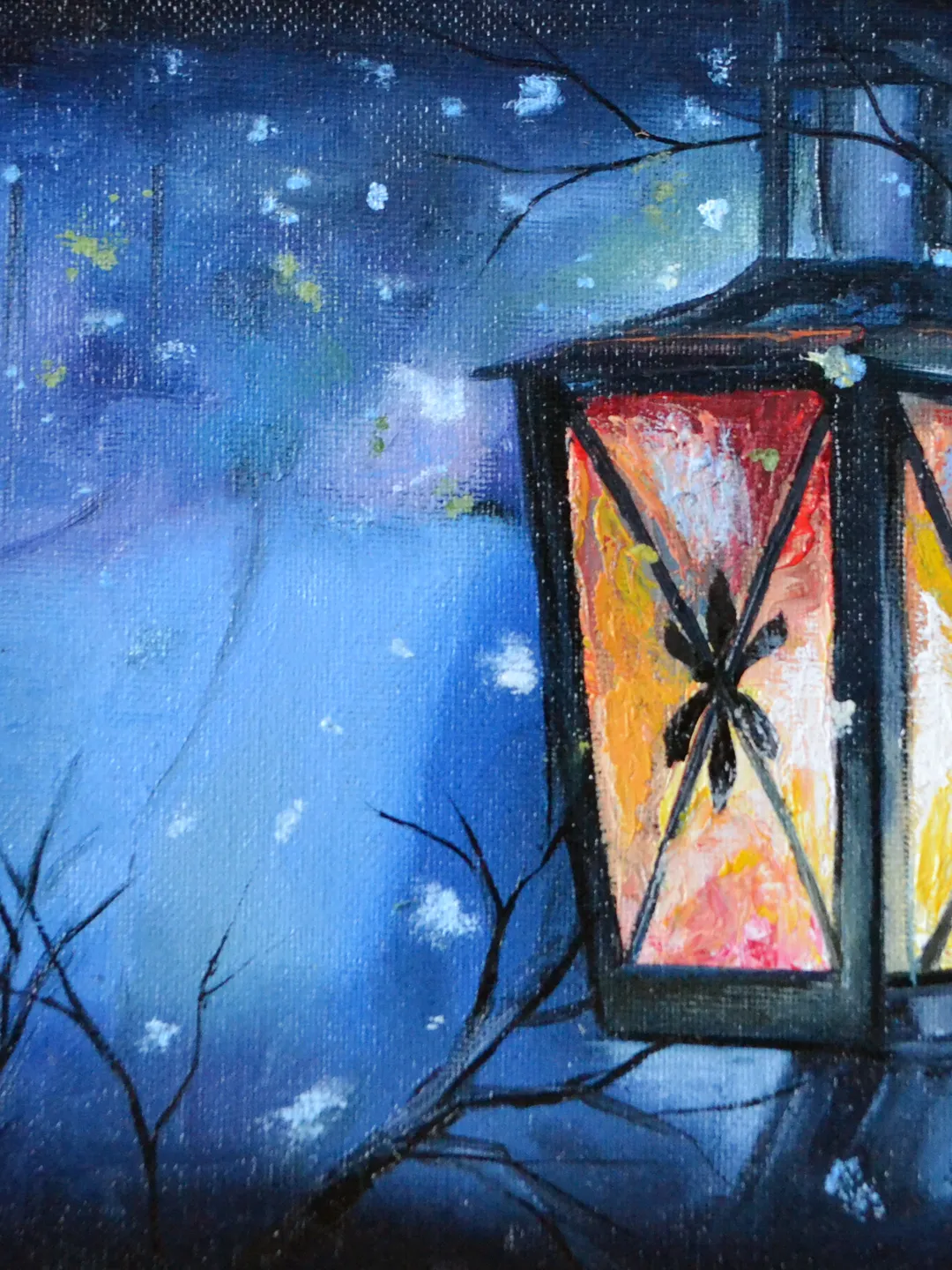 Flashlight Painting Original Painting Night Landscape Painting Christmas Landscape Art Christmas Art Oil Painting 8 by 12