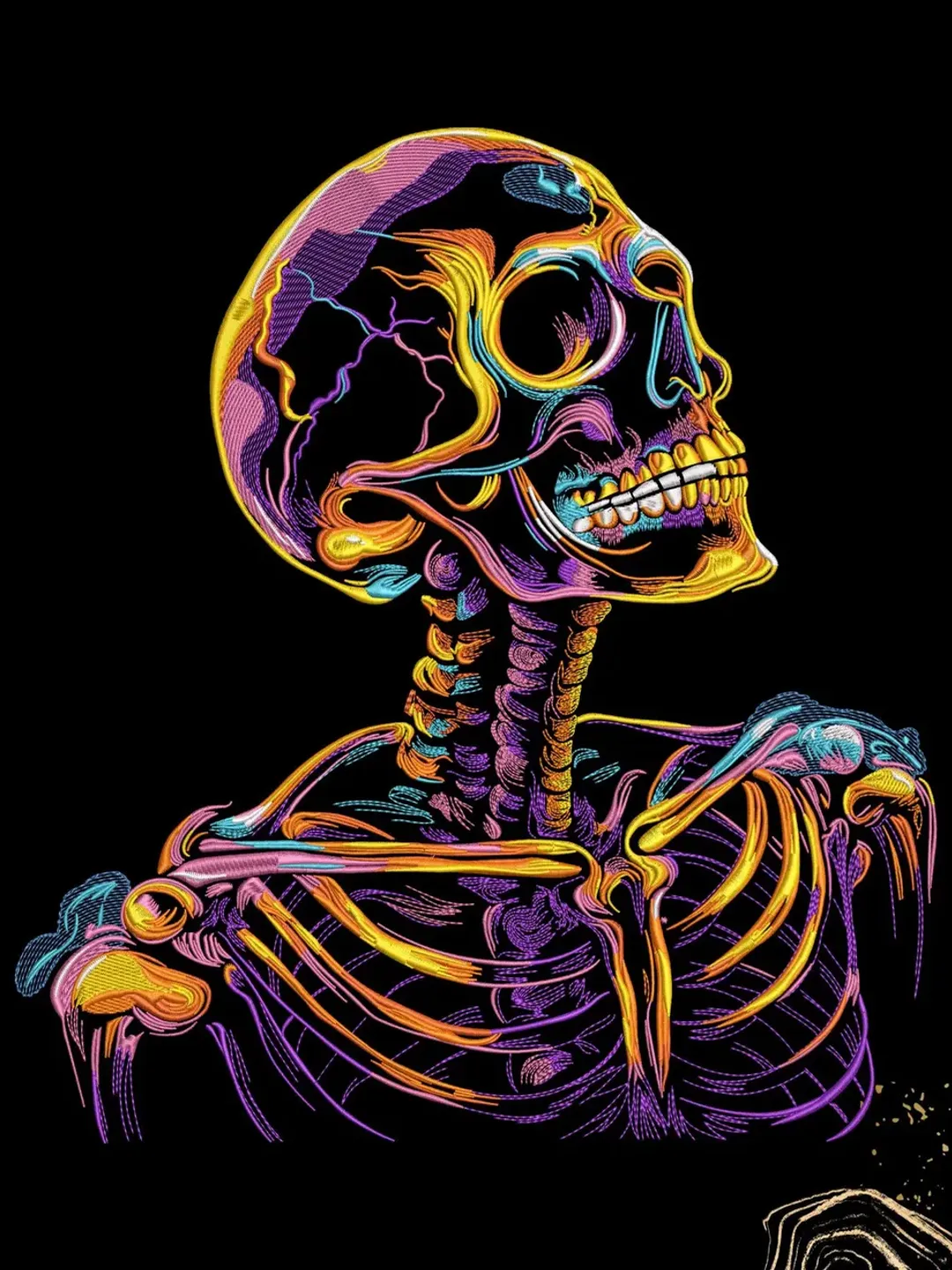 Chromatic Skull Embroidery | Digital Embroidery Design | Gothic