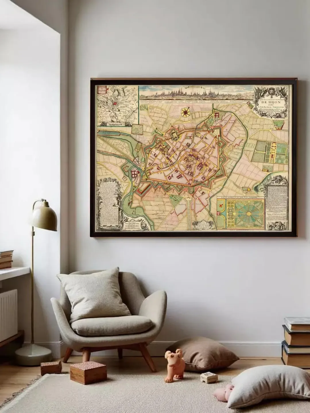 Dijon France Vintage Map Print | 1730 Wall Art