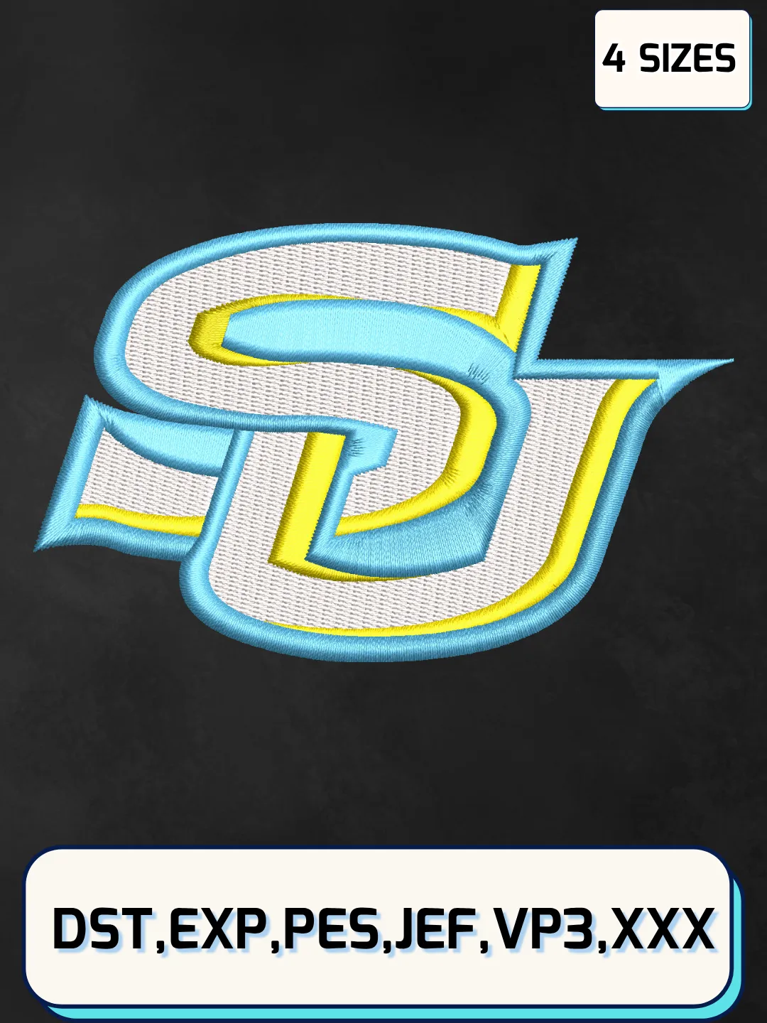 Southern Jaguars Primary Logos Embroidery Design Files, NCAA Logos Embroidery Designs, Machine Embroidery Files, 4 Sizes