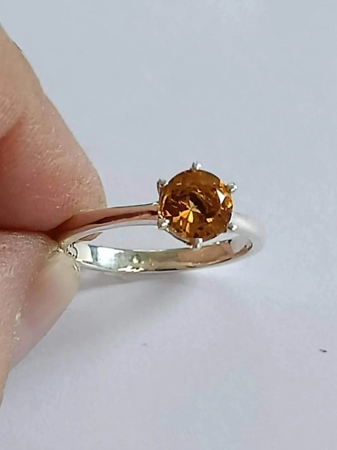 Citrine Solitaire Ring, Handmade 925 Sterling Silver Promise Ring