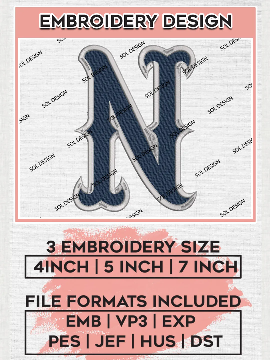 NCAA Nevada Wolf Pack Team L Letter Logo embroidery designs, NCAA Nevada Wolf Pack Logo Machine embroidery files, NCAA Team Logo embroidery designs, NCAA Game Day Machine embroidery designs, Digital Download