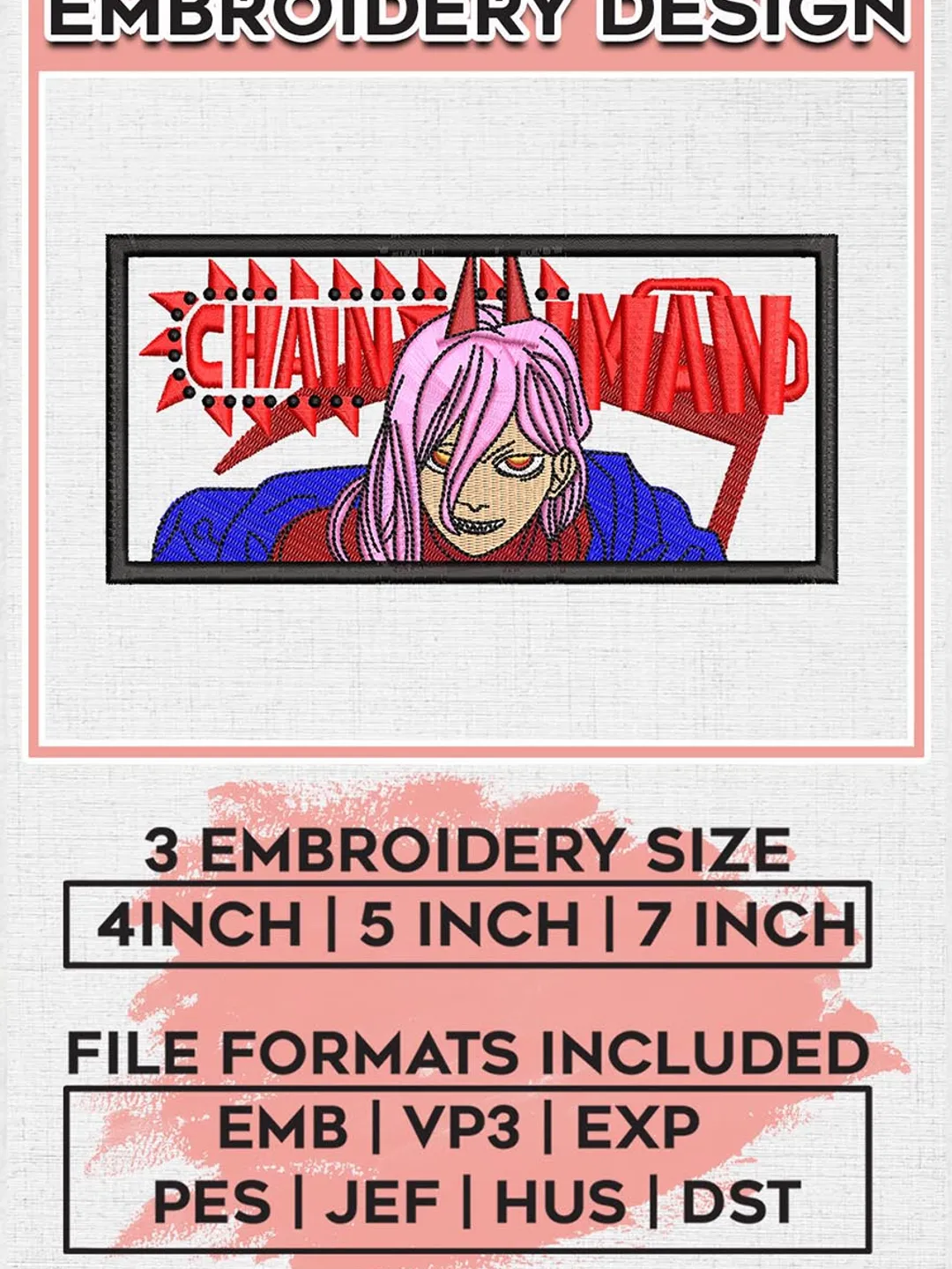 Akiページ Aki Embroidery Designs, Aki Character Embroidery Files, Chainsaw