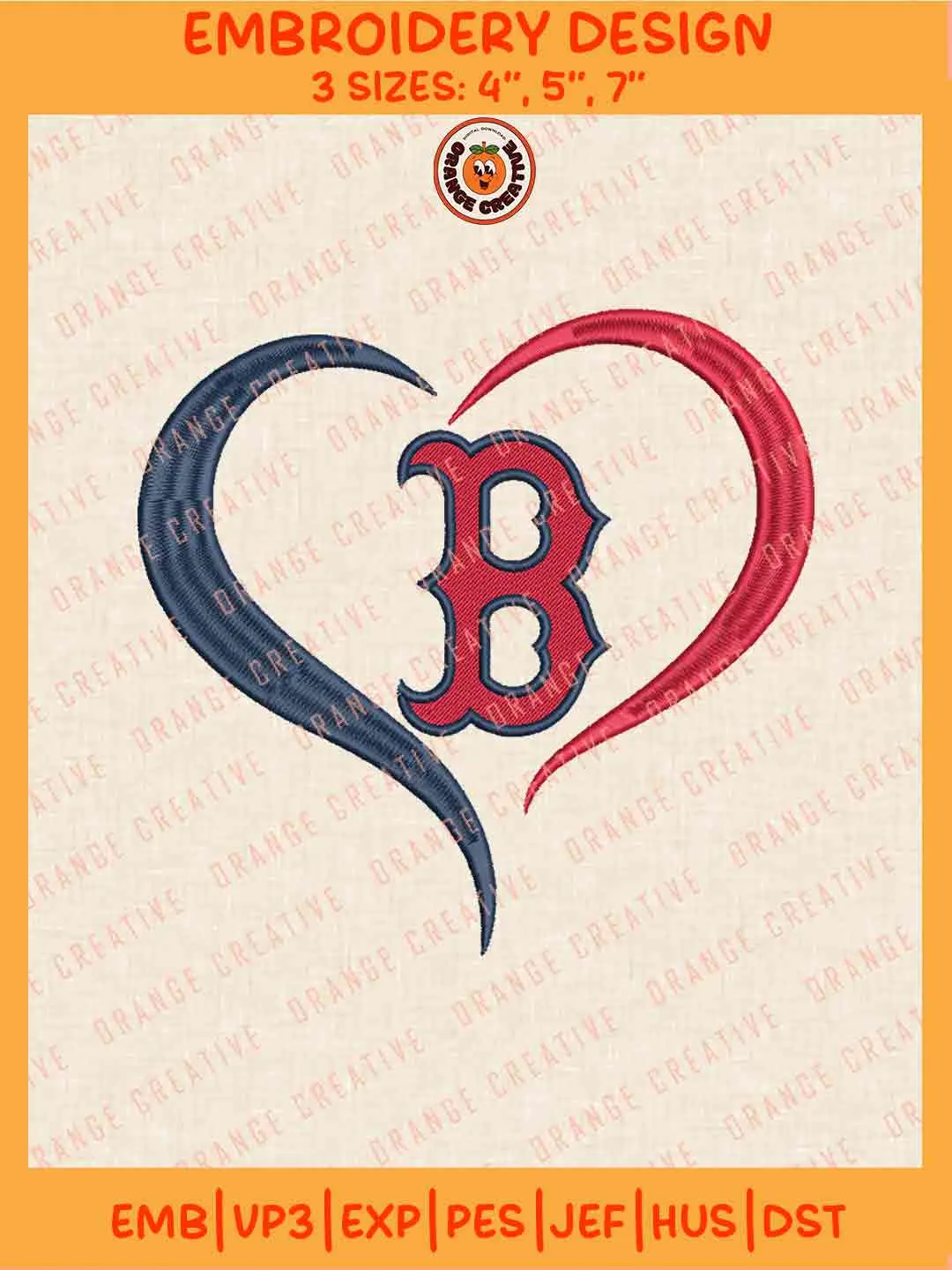 MLB Boston Red Sox Team Heart Logo Embroidery Files, MLB Red Sox Team Embroidery Designs, Baseball Team Team Machine Embroidery Files, MLB Machine Embroidery, Digital Download