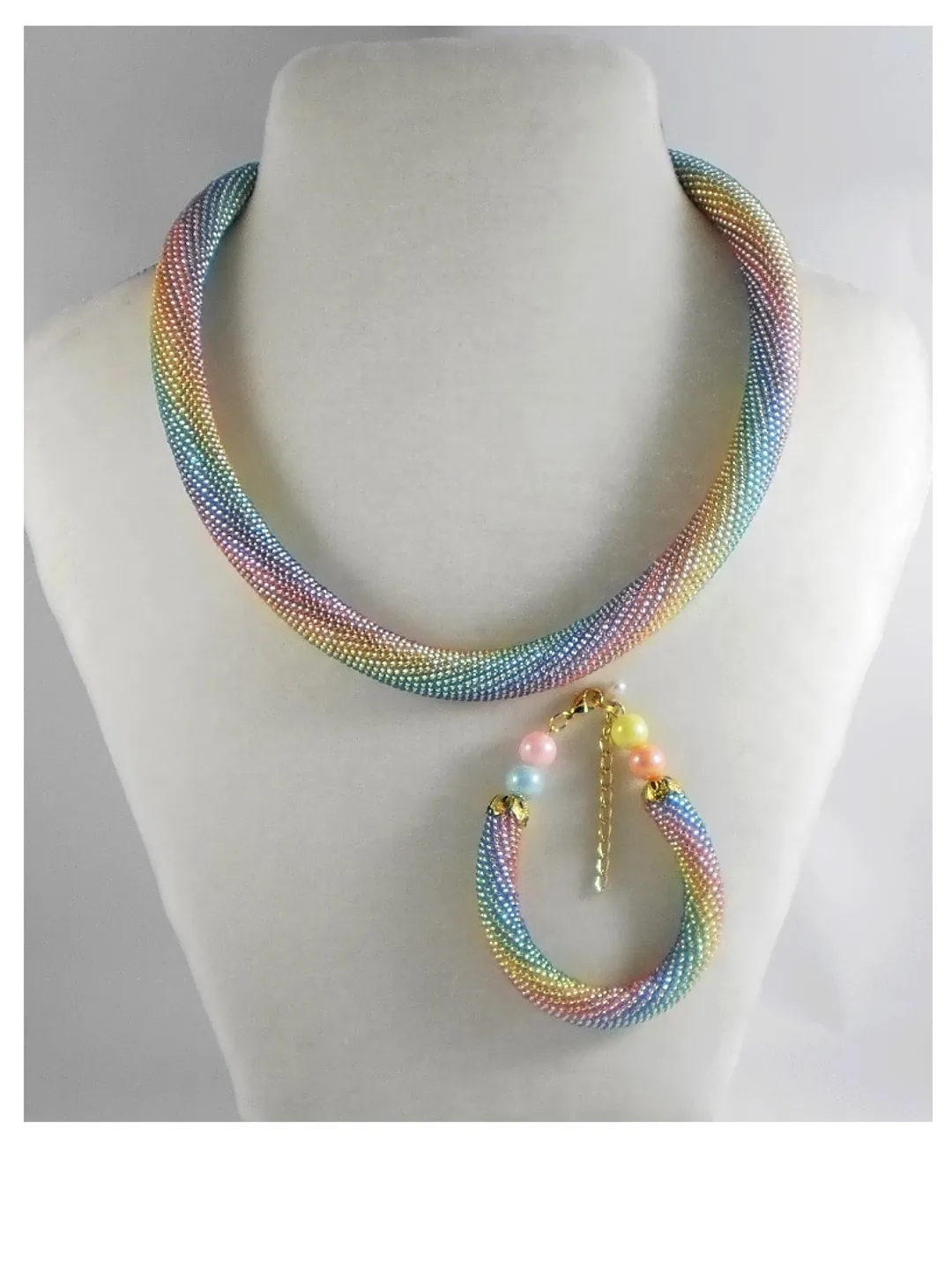 PDF Bead Crochet rope patterns, "Victory" necklace and bracelet