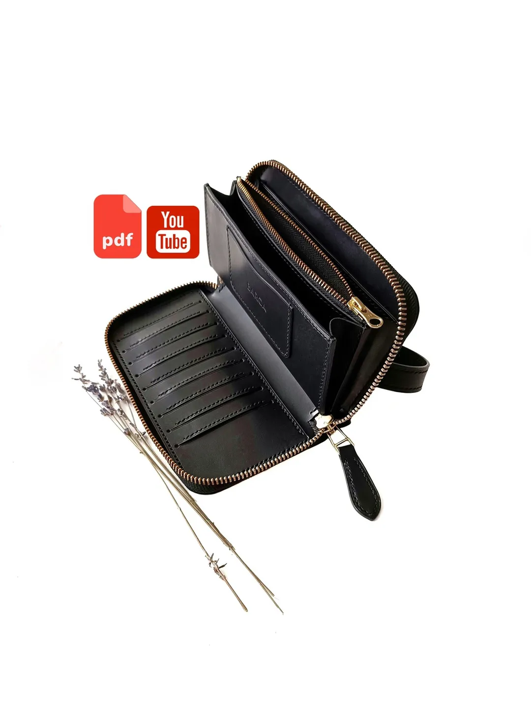 Pattern of a men's clutch with a zipper - Download PDF & video TUTORIAL Punch pitch 4 mm