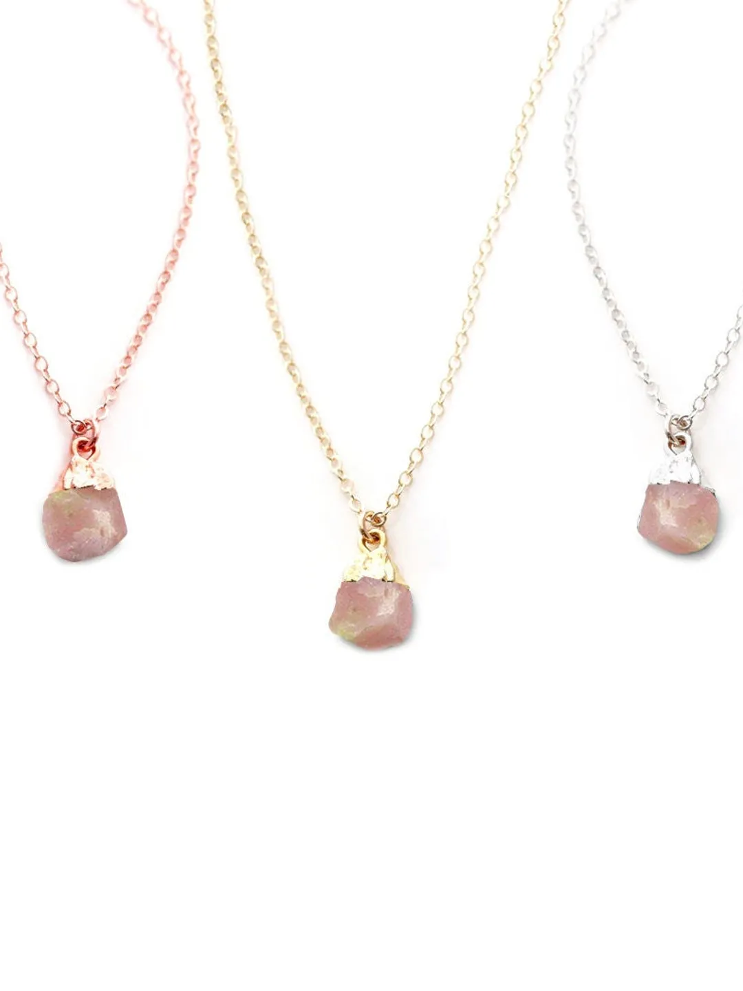 Raw Pink Opal Necklace, October Birthstone, Healing Raw gemstone Crystal Necklace Layering Necklace, Dainty Pendant, Gift for Women
