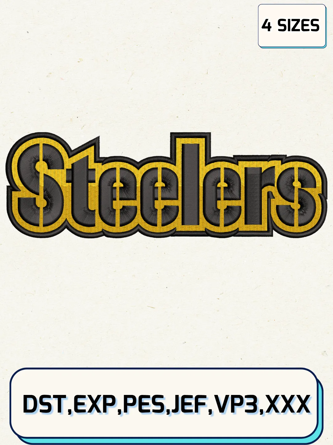 Pittsburgh Steelers Wordmark Logo Embroidery Design Files,NFL Logo Embroidery Designs,Machine Embroidery Files,4 Sizes