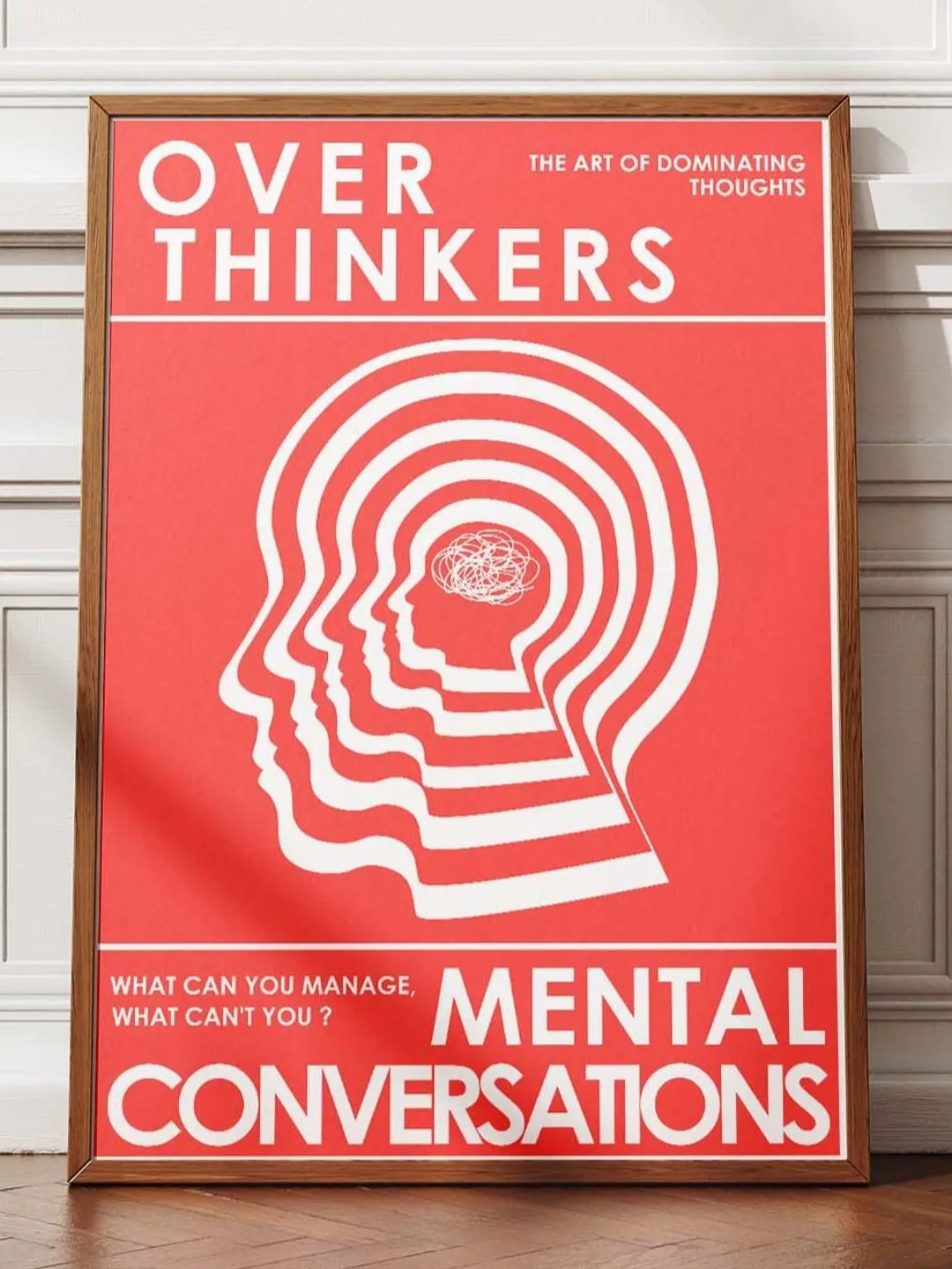 Overthinkers Wall Art Digital Print Retro Style Creativity Poster Eclectic Printable Artwork Trendy Room Decor Instant Download Red White