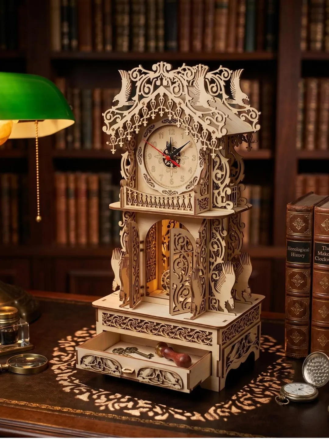 Vintage Ventora Clock Laser Cut File, 3D Wooden Table Clock SVG