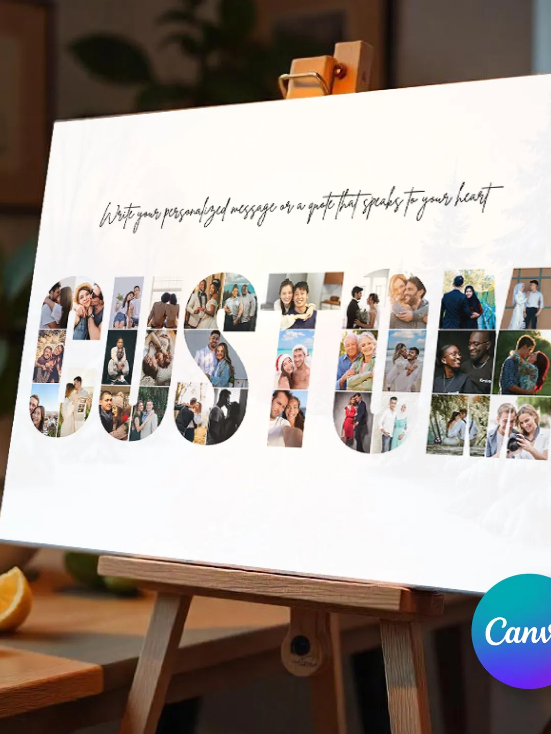 Name Frame Computer Personalized Custom Name Frame | Photo Collage Canva Temp | Editable ...
