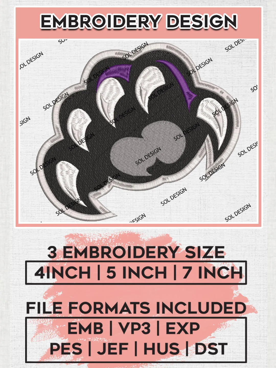 Weber State Wildcats NCAA College Team Logo Embroidery Design Files, NCAA Weber State Wildcats Machine Embroidery, NCAA Teams, 3 sizes, NCAA Machine embroidery designs, Digital Download