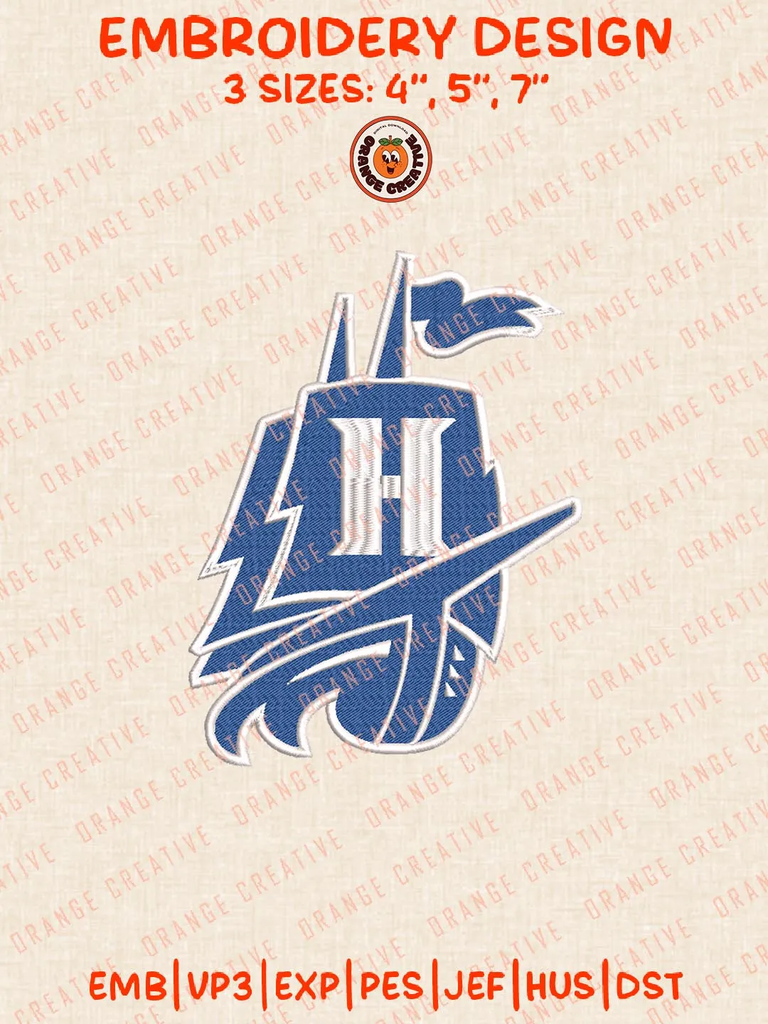 NCAA Hampton Pirates Logos Embroidery Design Files, NCAA Logos Embroidery Designs, Machine Embroidery Files, 4 Sizes, Custom Sizes, Instant Download