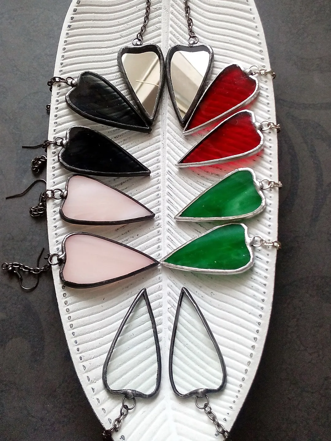Stained glass heart st Valentine valentines kawaii earrings, Tiffany Love Dangle earrings