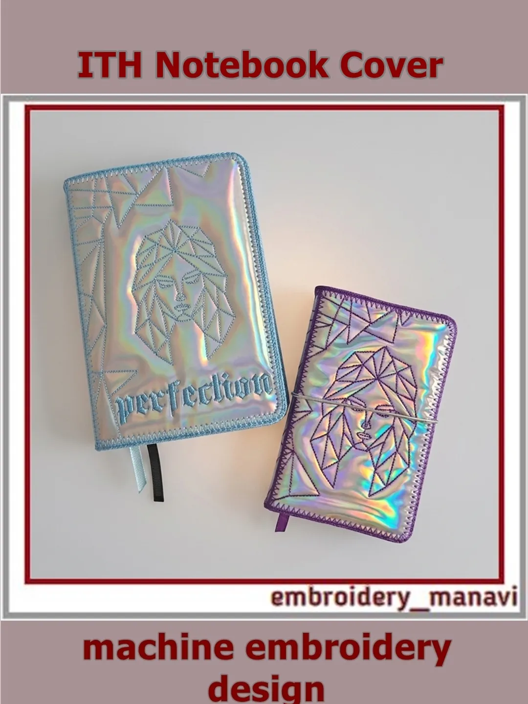 ITH Geometric Notebook Cover & Journal Sleeve Machine Embroidery Design Set - Zodiac Series: Virgo - 3 Sizes (1 & 2 Hoopings)