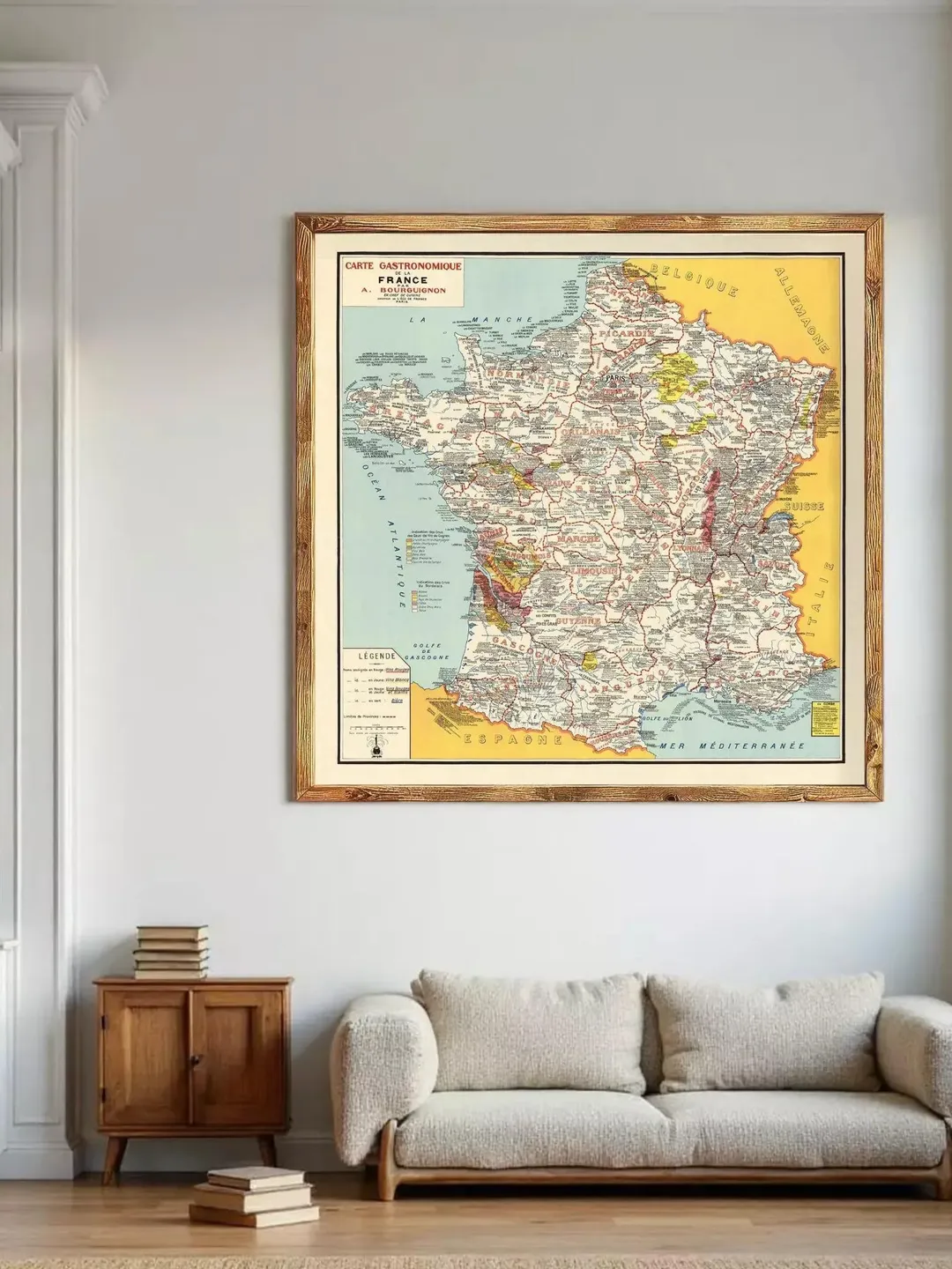 Old Map of France Gastronomy Vintage Poster | Wall Map Print