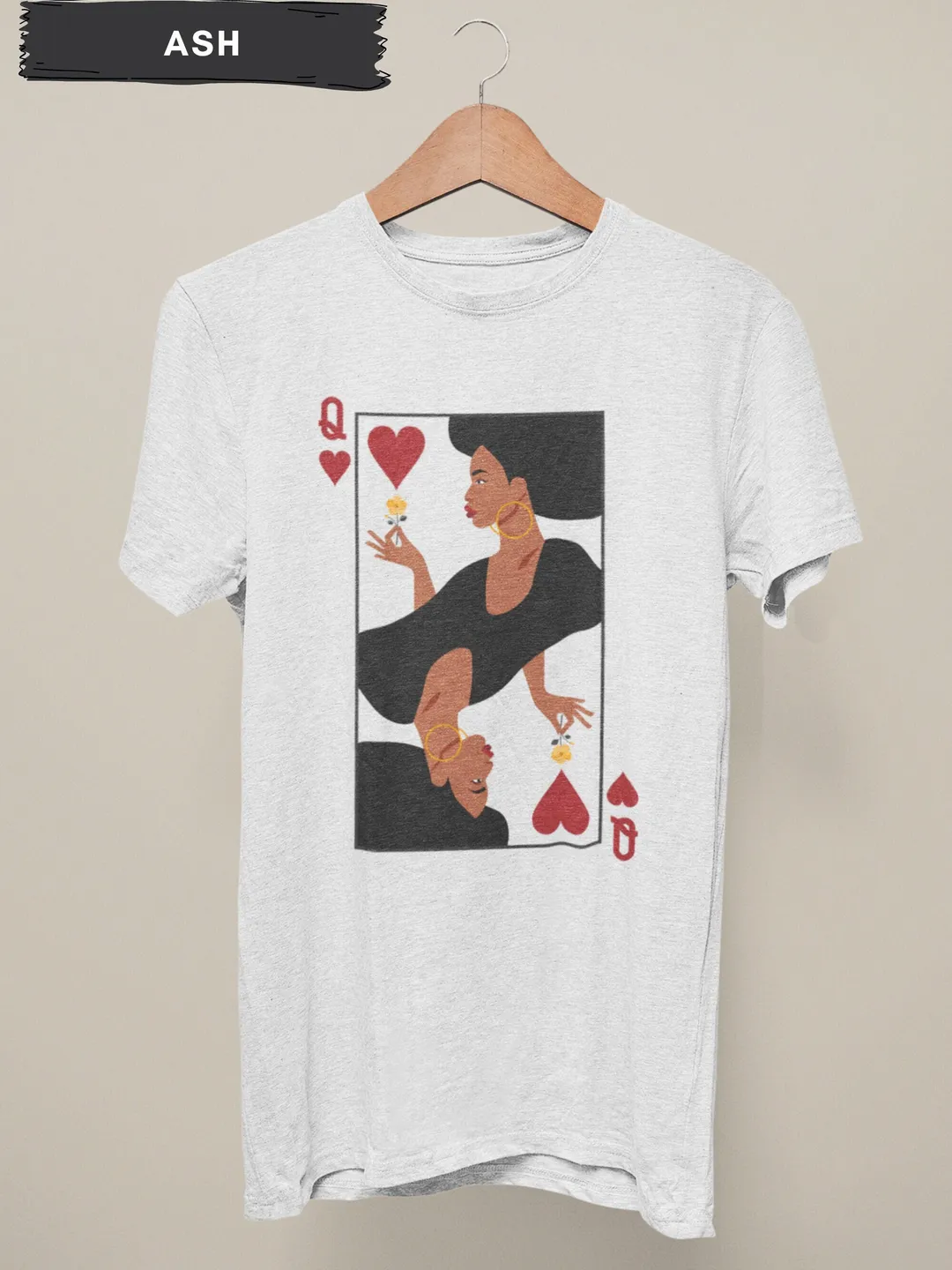Valentines Day Shirt Afro Queen of Hearts Tshirt Black Queen of Hearts t-shirt Valentine's Day Graphic Tee, Original Art by NatronicArt